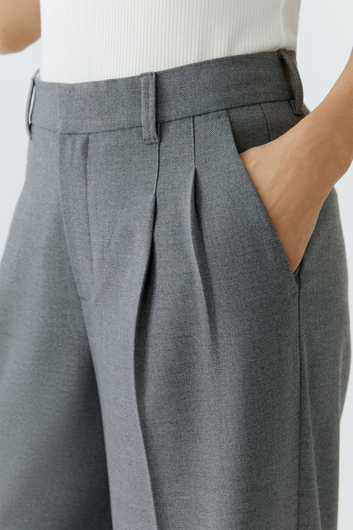 Oui 95949 Grey Pleated Wide Leg Trousers 9517