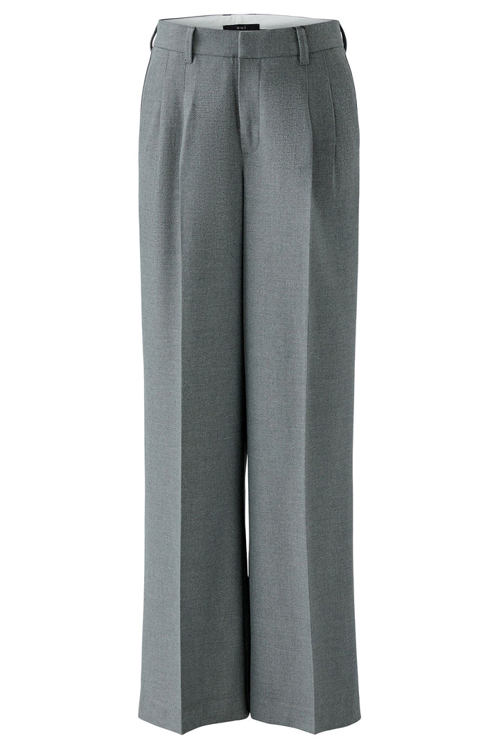 Oui 95949 Grey Pleated Wide Leg Trousers 9517