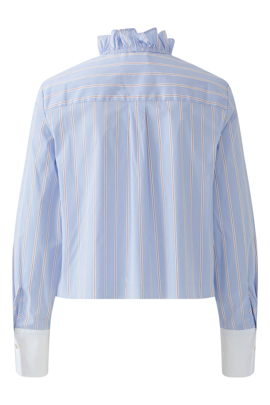 Oui 96070 Light Blue Rose Red Ruffle Blouse 0523