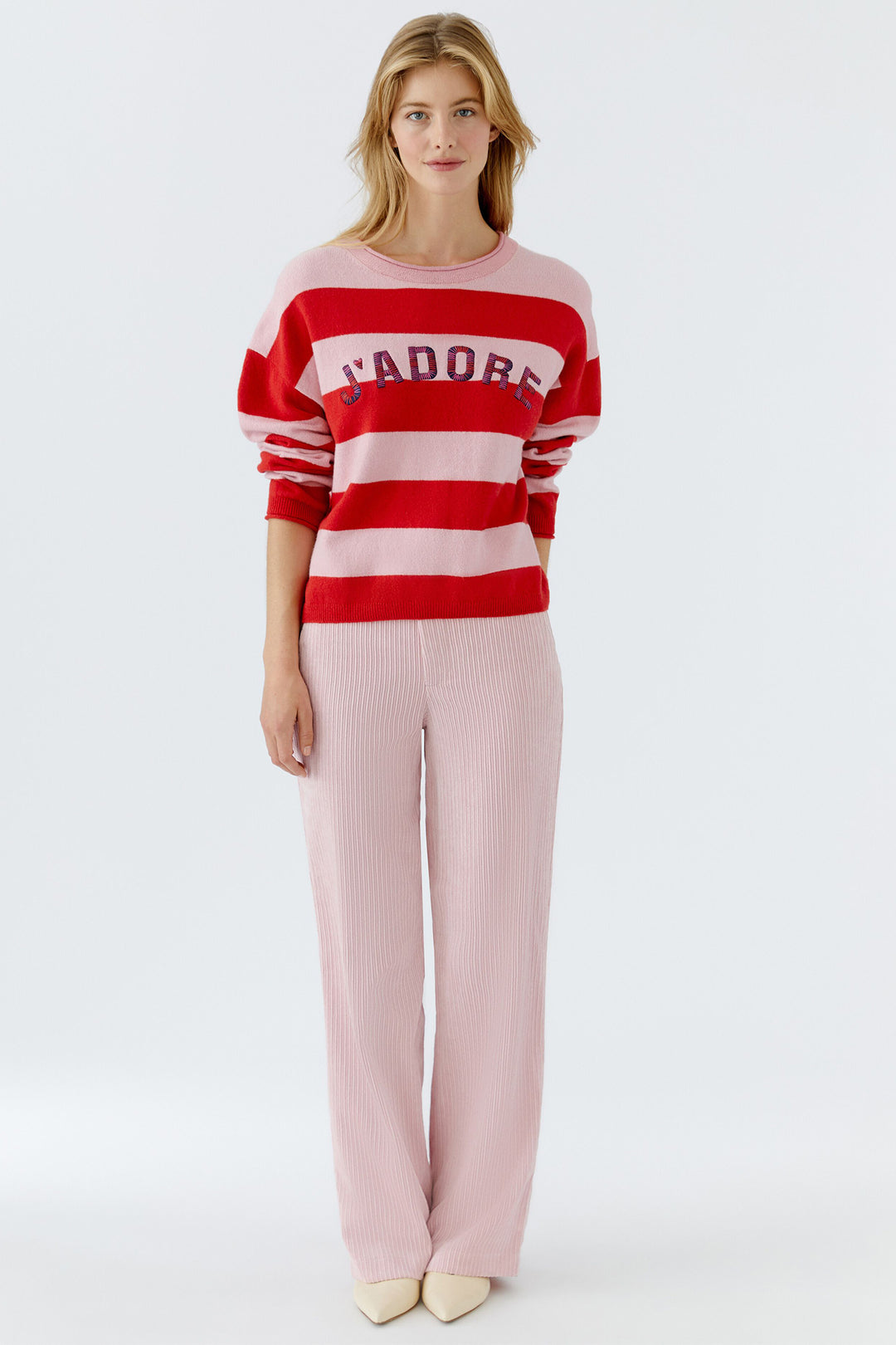Oui 96110 Pink Rose Stripe Jumper 0333