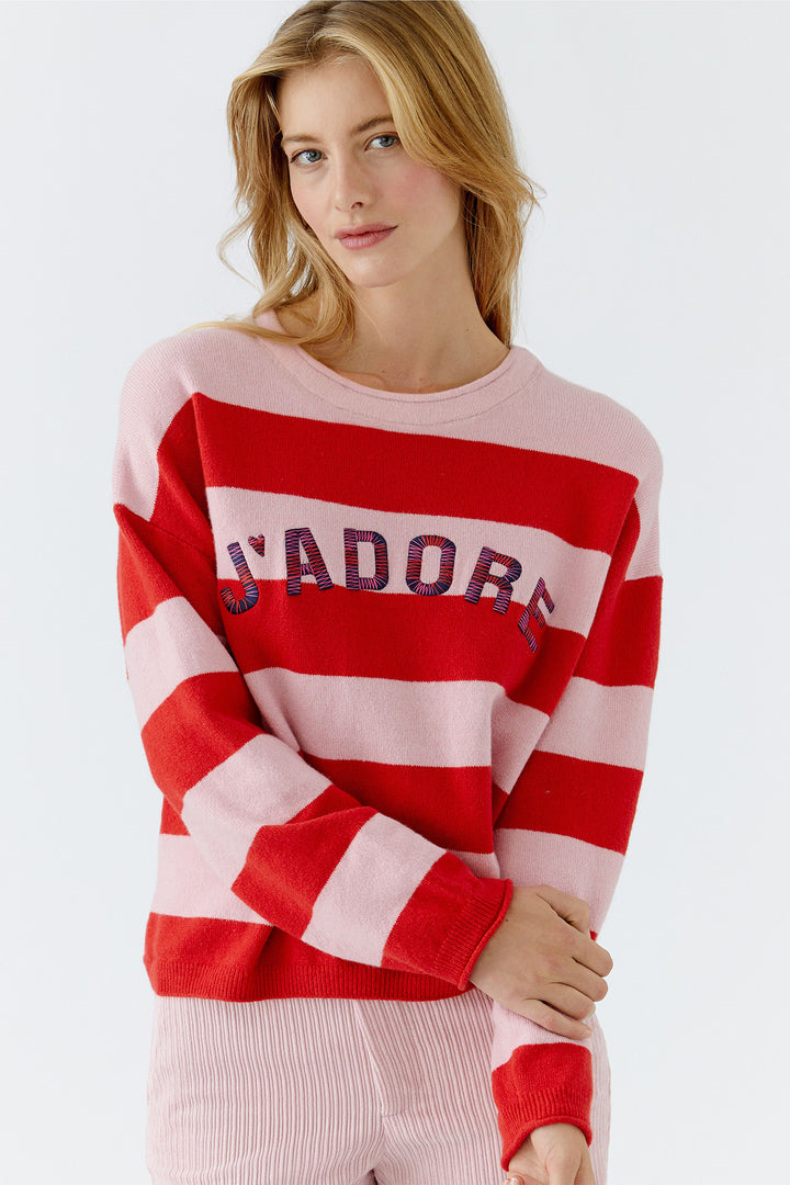 Oui 96110 Pink Rose Stripe Jumper 0333