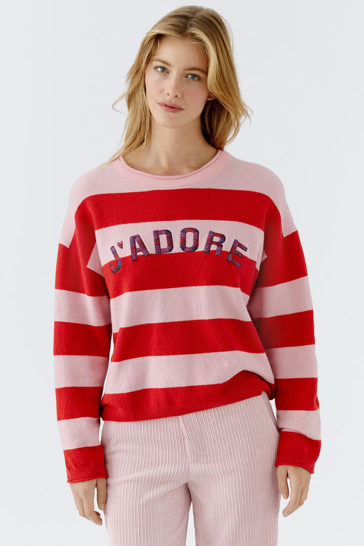 Oui 96110 Pink Rose Stripe Jumper 0333