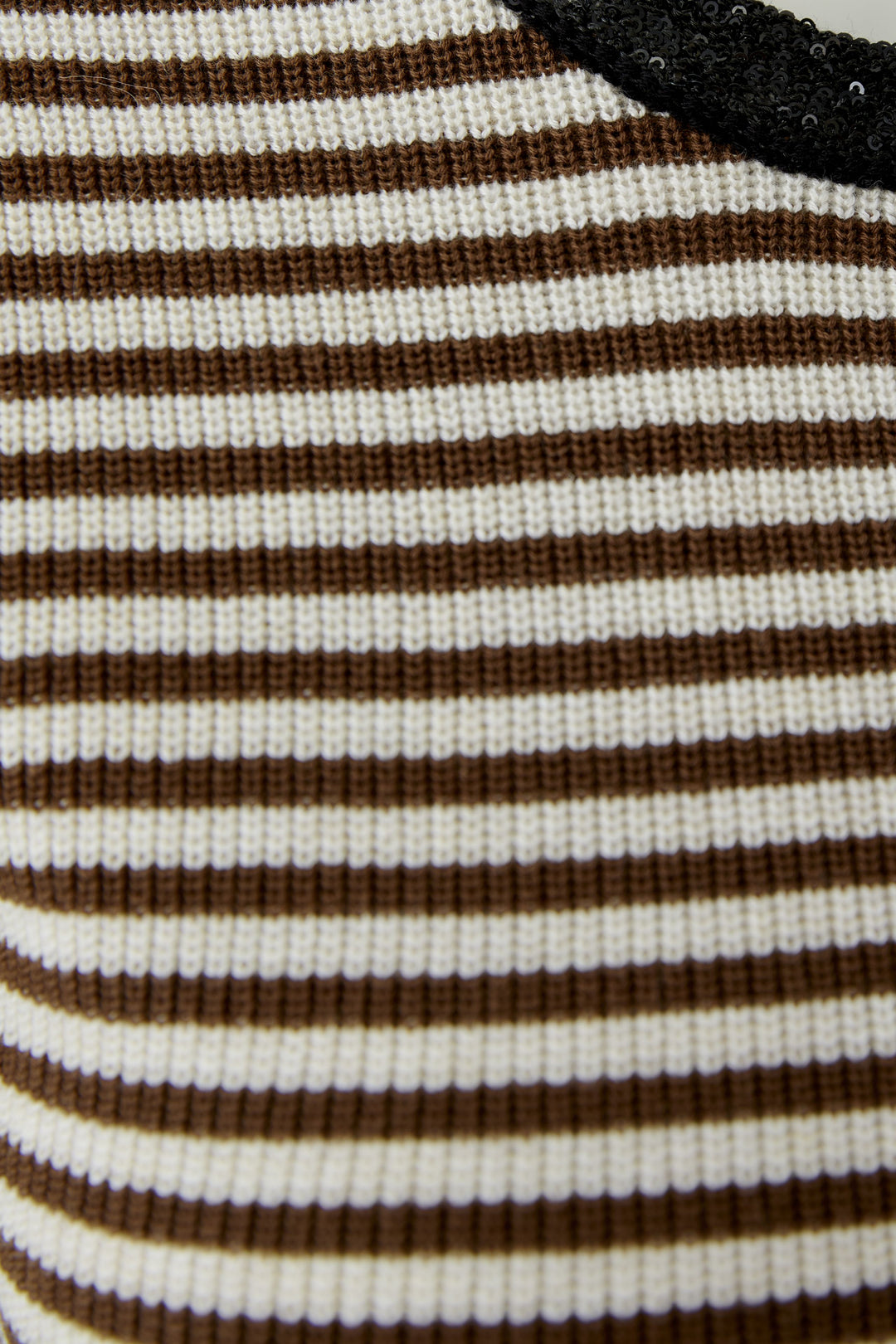 Oui 96490 Brown White Stripe Short Sleeve Jumper 0841