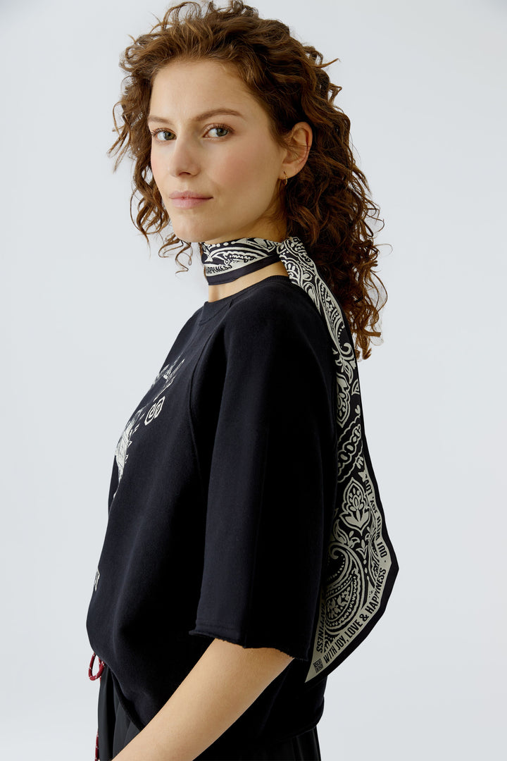 Oui 96520 White Black Paisley Print Scarf 0109