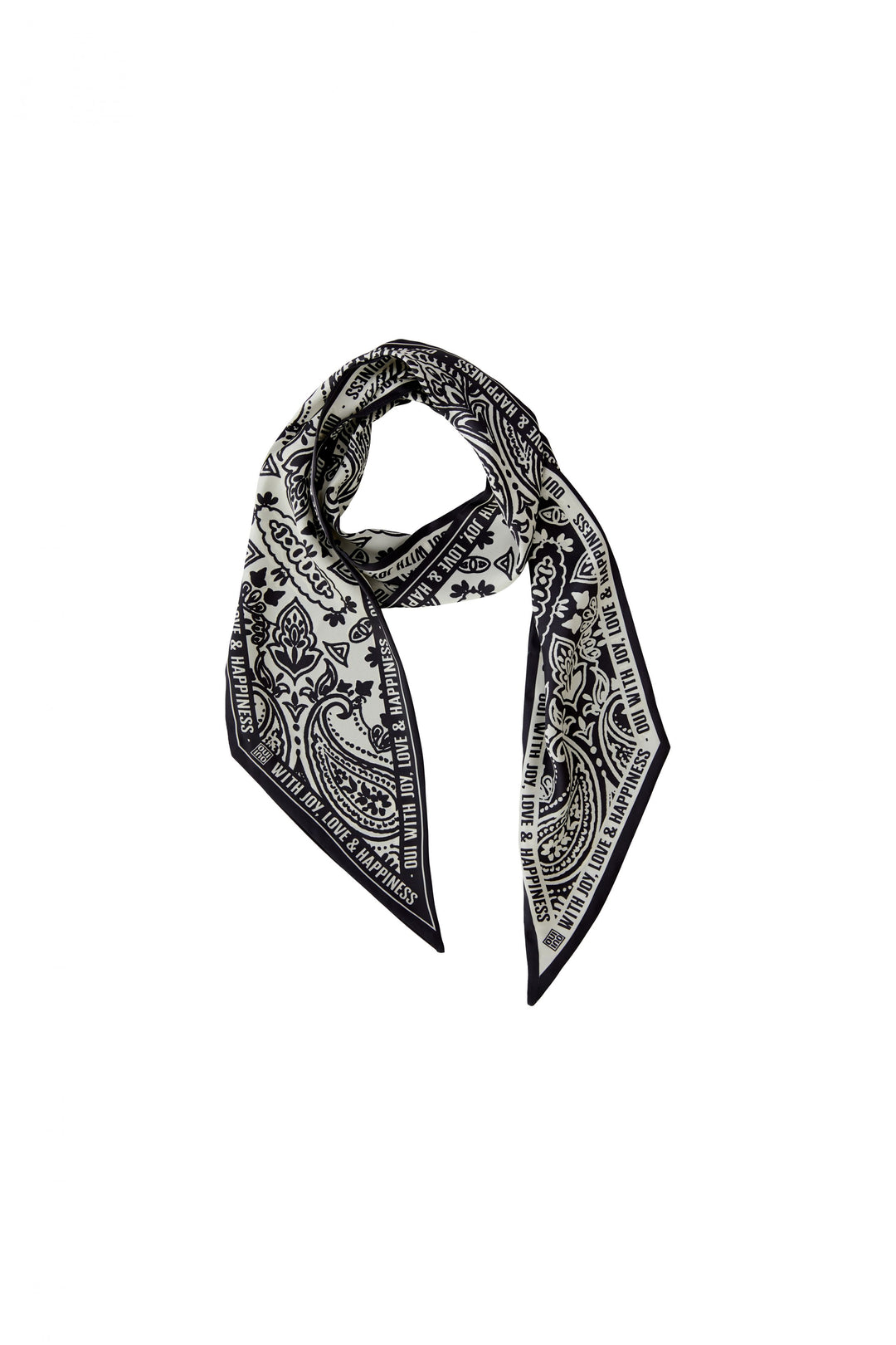 Oui 96520 White Black Paisley Print Scarf 0109