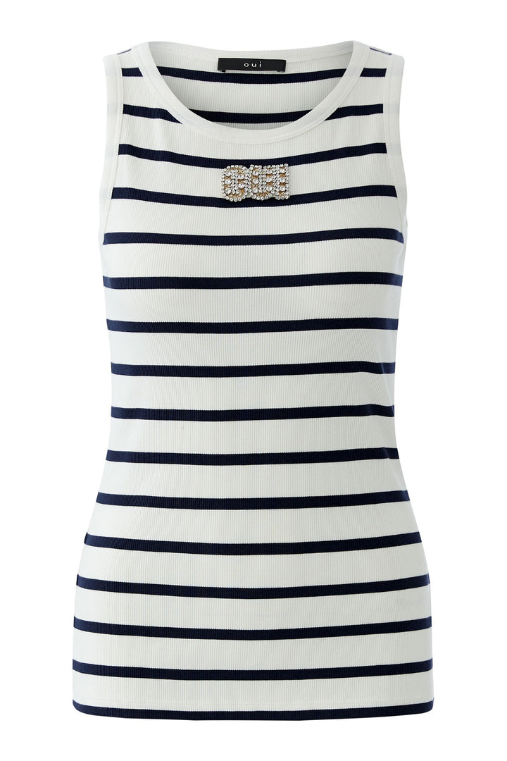 Oui 96534 Navy White Stripe Vest Top