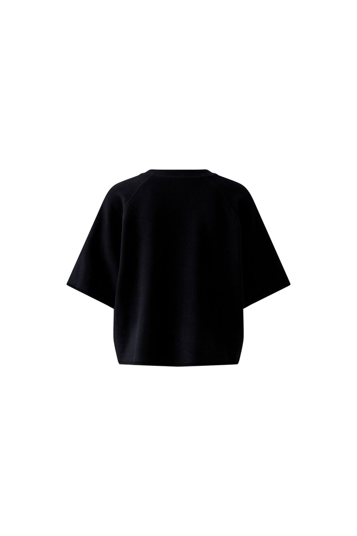 Oui 96552 Black Crest Motif Short Sleeve Sweatshirt