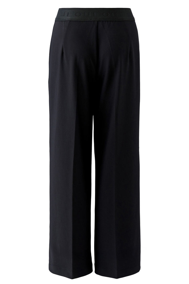 Oui 96565 Black Ankle Length Wide Leg Trousers