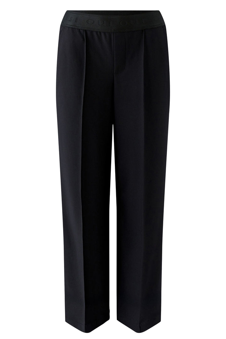 Oui 96565 Black Ankle Length Wide Leg Trousers