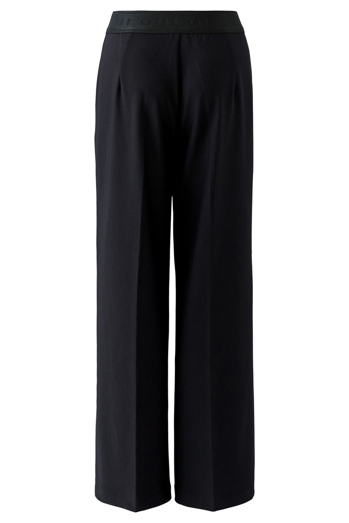 Oui 96566 Black Wide Leg Pull-On Trousers