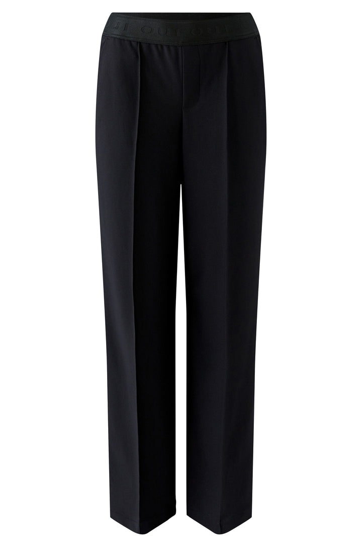 Oui 96566 Black Wide Leg Pull-On Trousers