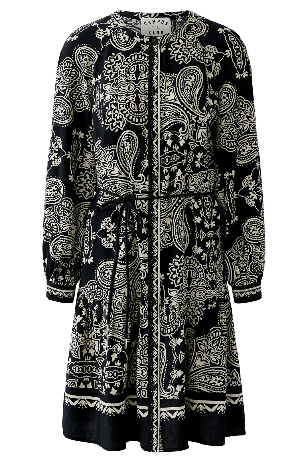 Oui 96630 Black Offwhite Print Shirt Dress 0991