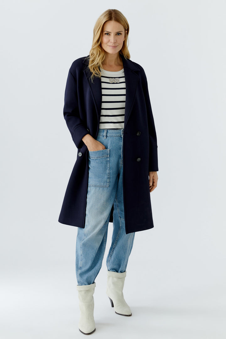 Oui 96642 Dark Navy Blue Overcoat 5742
