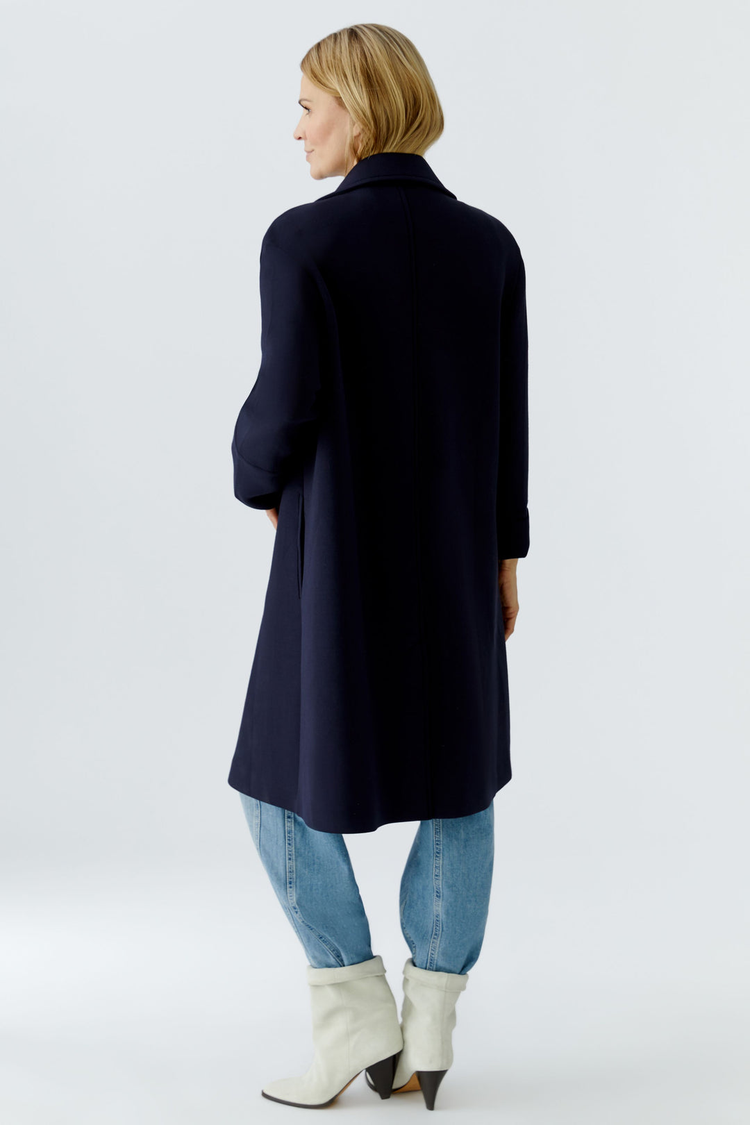 Oui 96642 Dark Navy Blue Overcoat 5742