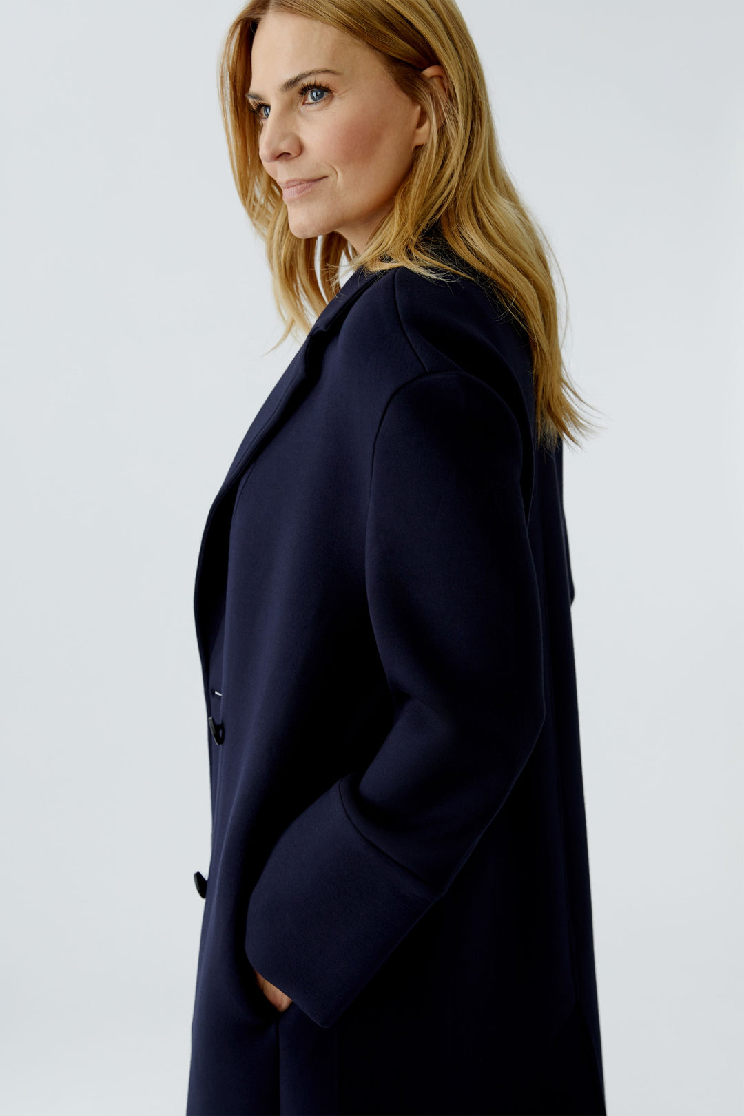 Oui 96642 Dark Navy Blue Overcoat 5742