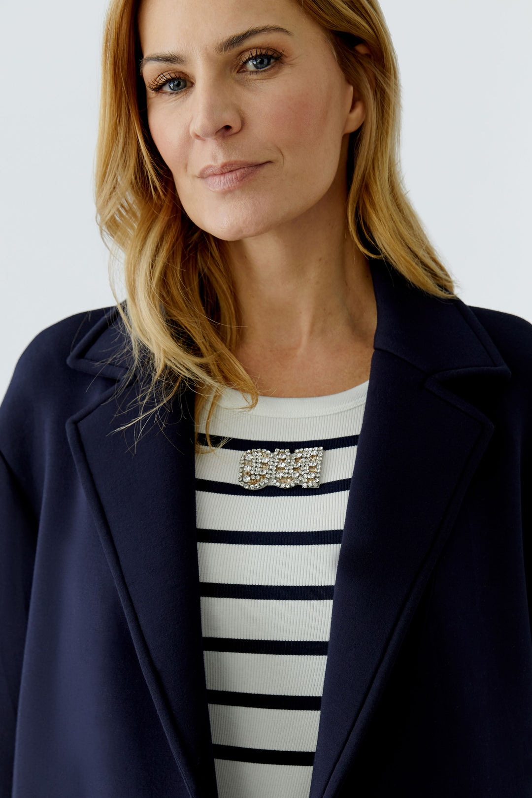Oui 96642 Dark Navy Blue Overcoat 5742