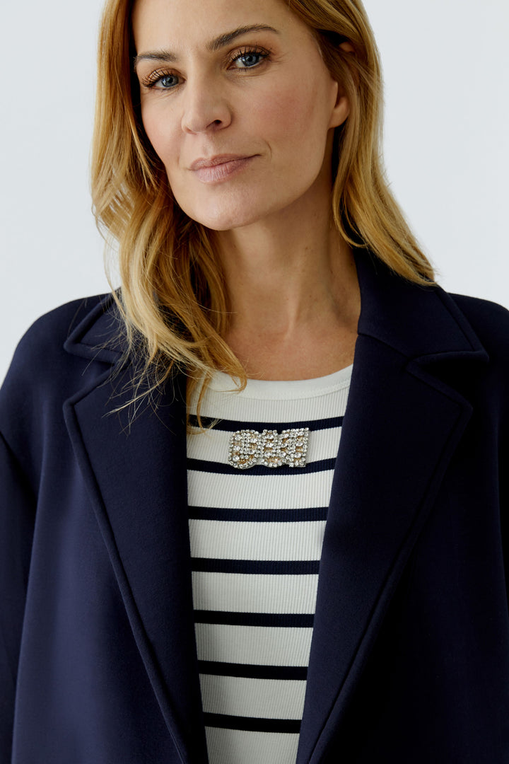 Oui 96642 Dark Navy Blue Overcoat 5742