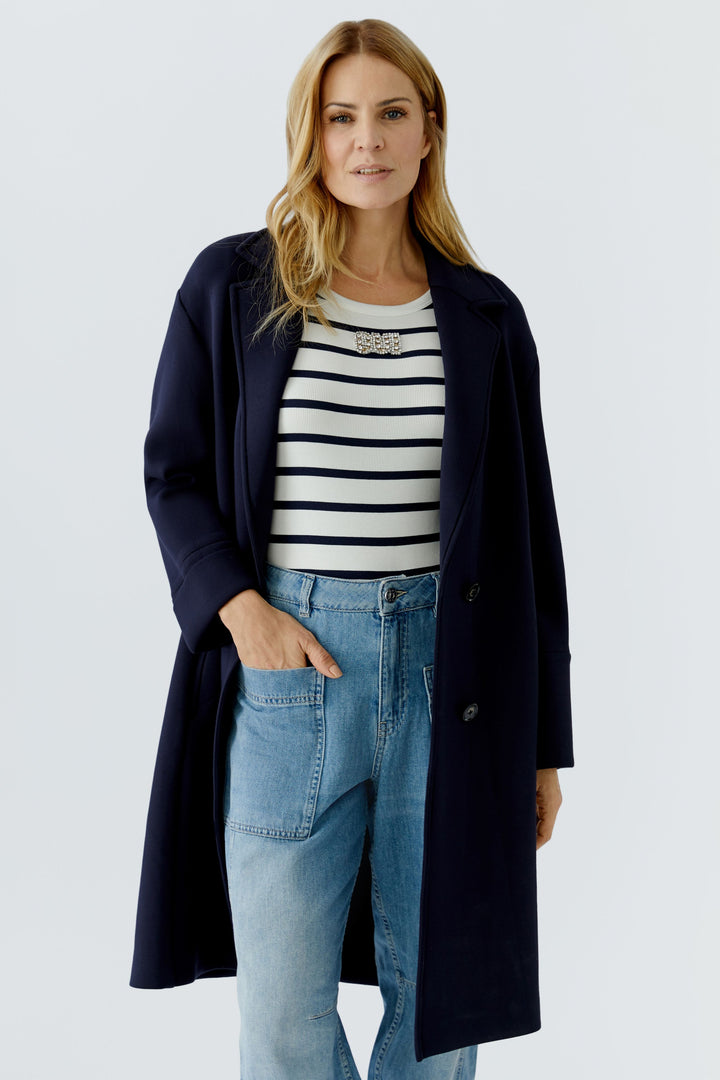 Oui 96642 Dark Navy Blue Overcoat 5742