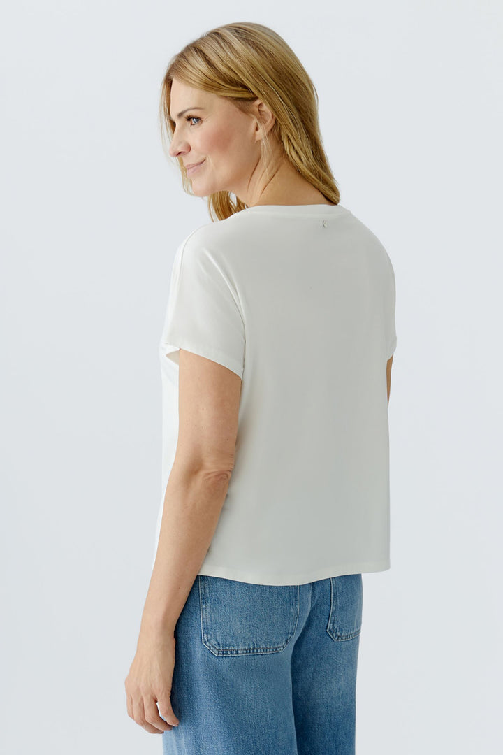 Oui 96686 Cloud Dancer White Sequin Square T-Shirt 1006