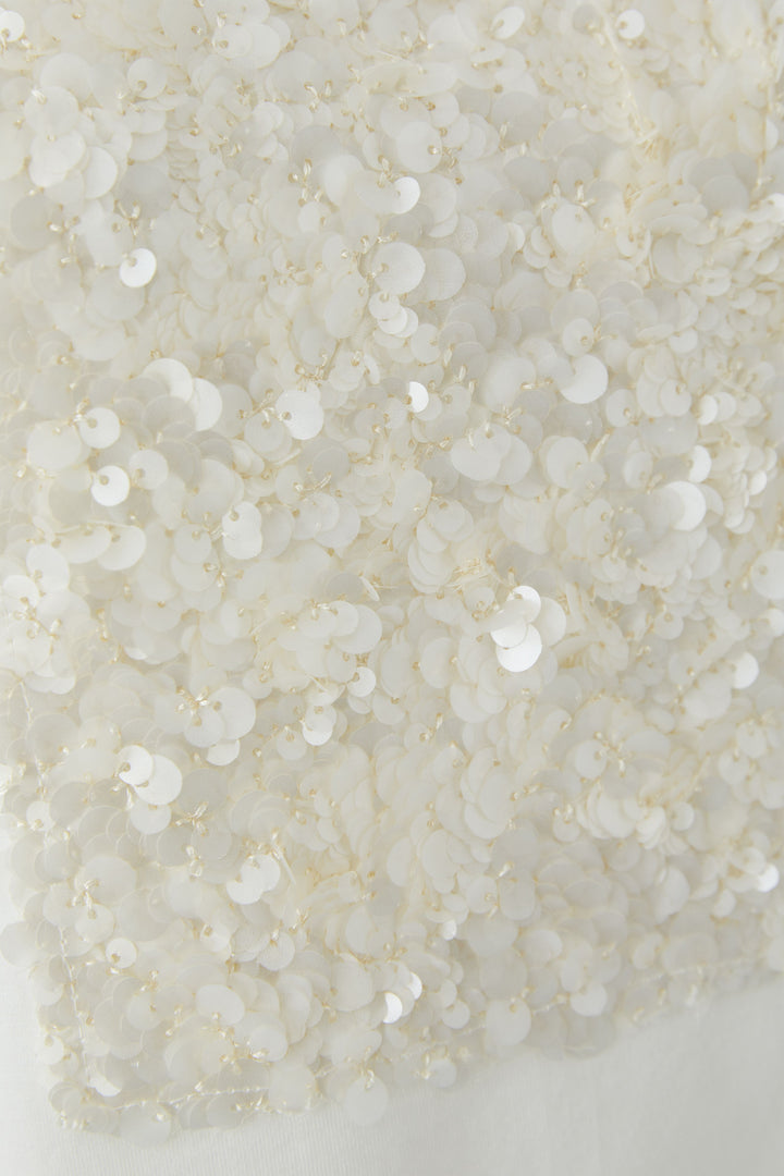 Oui 96686 Cloud Dancer White Sequin Square T-Shirt 1006