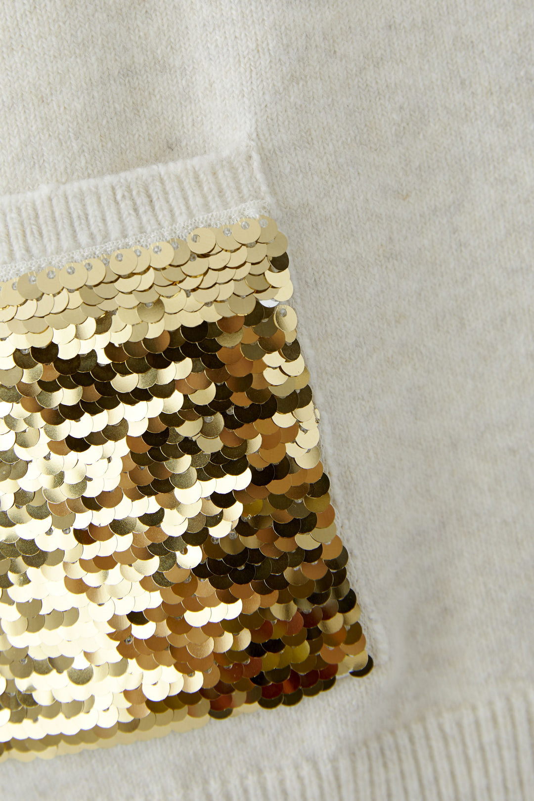Oui 96700 Offwhite Gold Sequin Pocket Jumper 1021