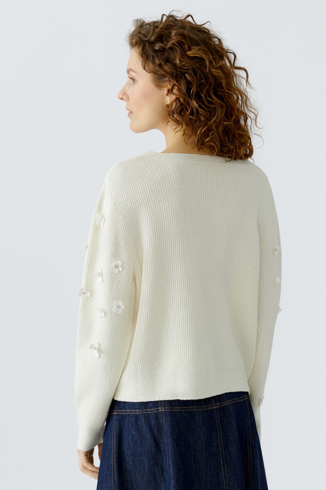 Oui 96701 Gardenia Cream Flower Detail Jumper 1018