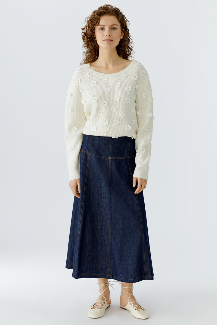 Oui 96701 Gardenia Cream Flower Detail Jumper 1018