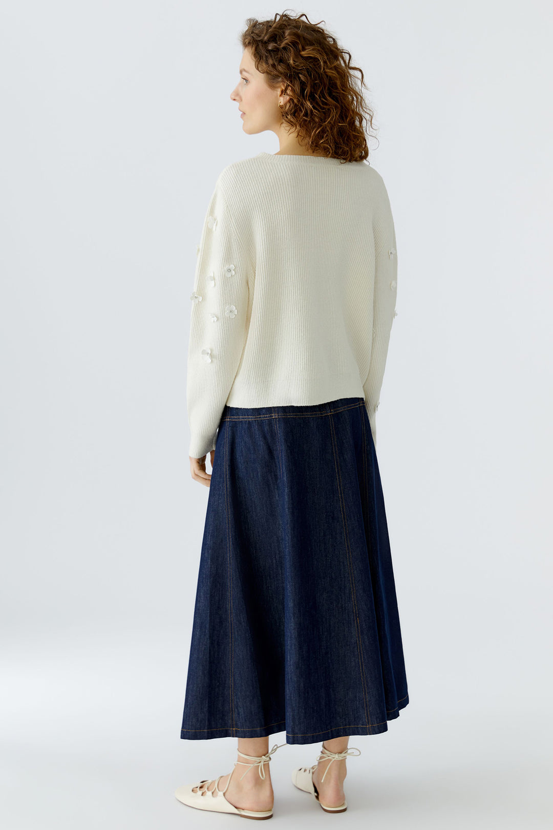 Oui 96701 Gardenia Cream Flower Detail Jumper 1018