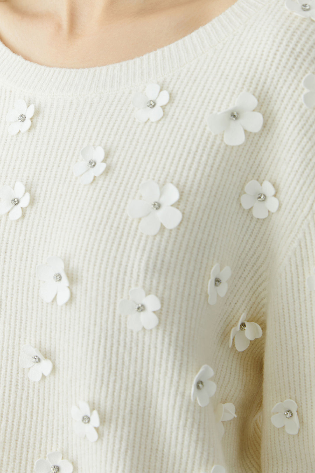 Oui 96701 Gardenia Cream Flower Detail Jumper 1018