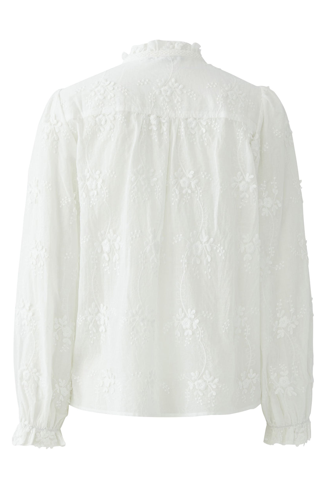 Oui 96713 Cloud Dancer White Embroidered Flower Blouse 1006
