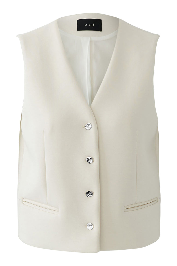 Oui 96809 Whitecap Grey Offwhite Waistcoat 1088