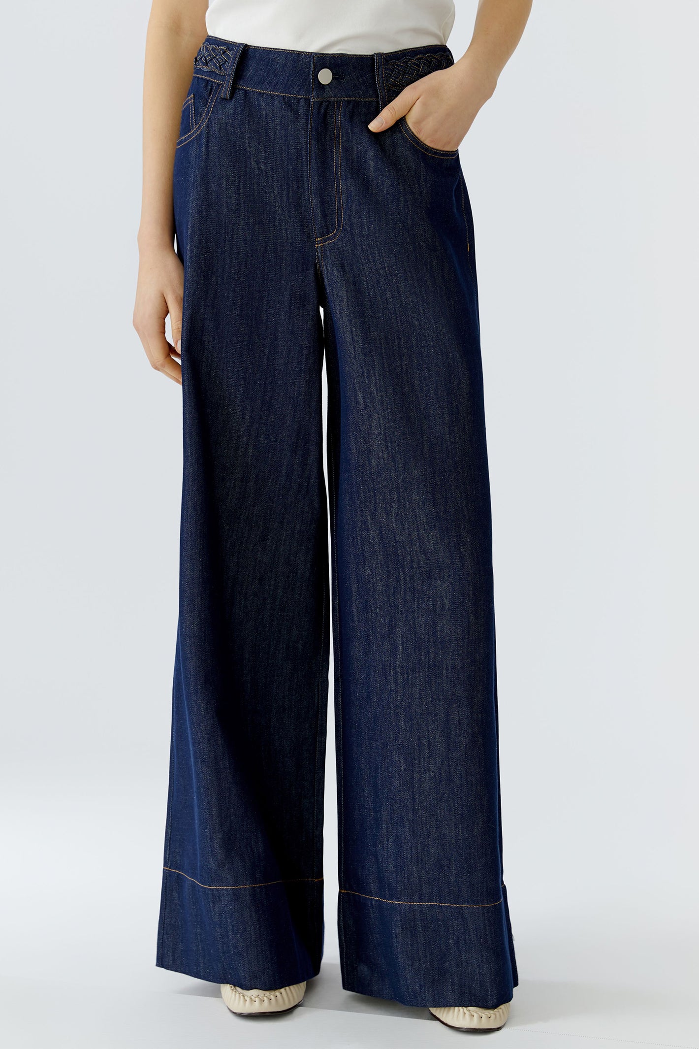 Oui 96821 Dark Blue Raw Denim Wide Leg Jeans 5900 – Olivia Grace