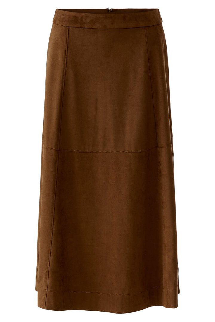 Oui 97019 Fondue Fudge Brown Midi Skirt 8434