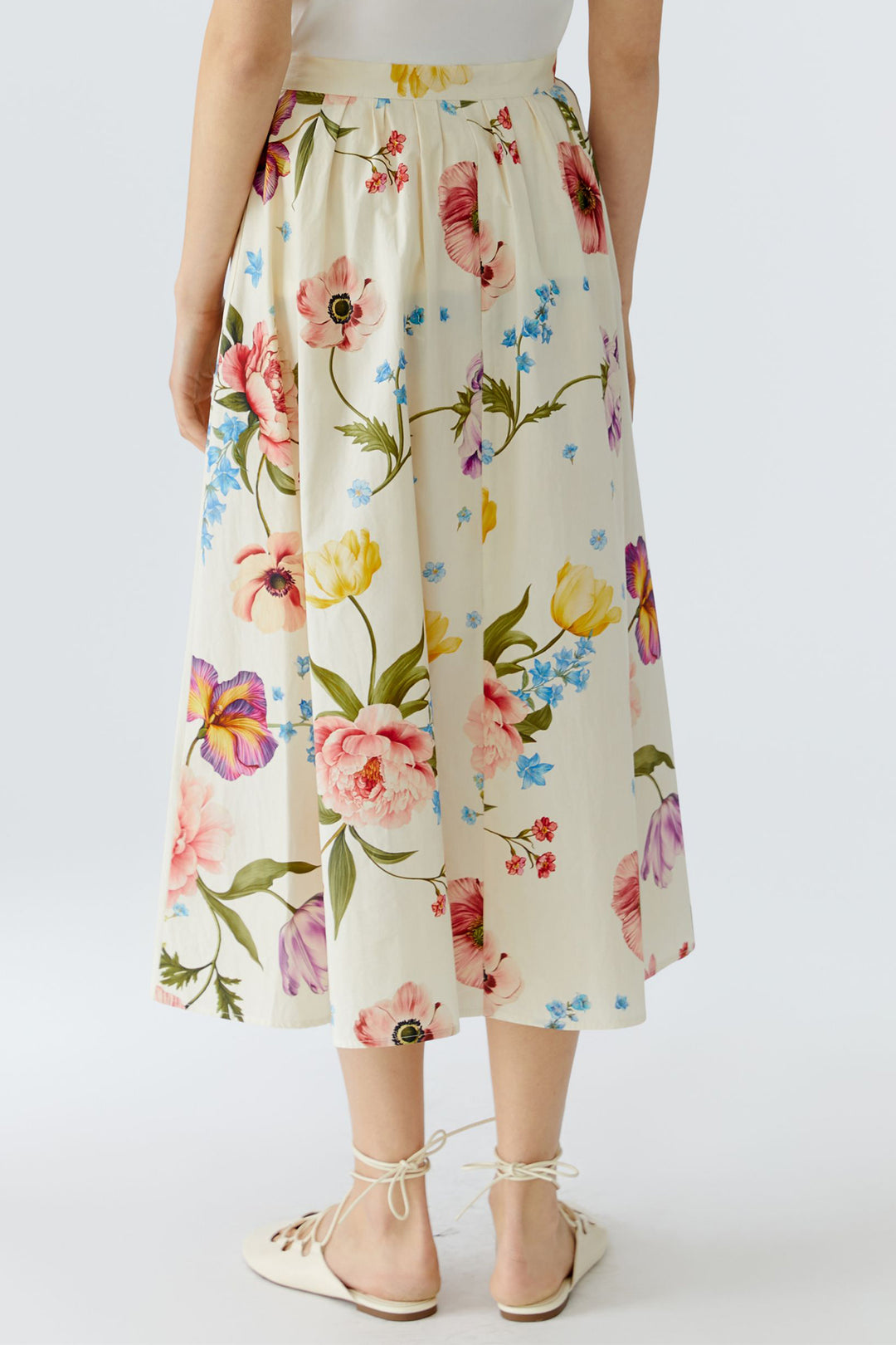 Oui 97098 White Red Floral Print Skirt 0103