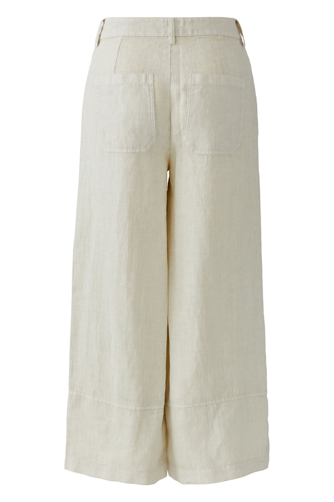 Oui 97141 Biscuit Beige Wide Leg Linen Trousers 7032