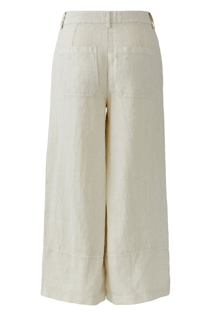 Oui 97141 Biscuit Beige Wide Leg Linen Trousers 7032