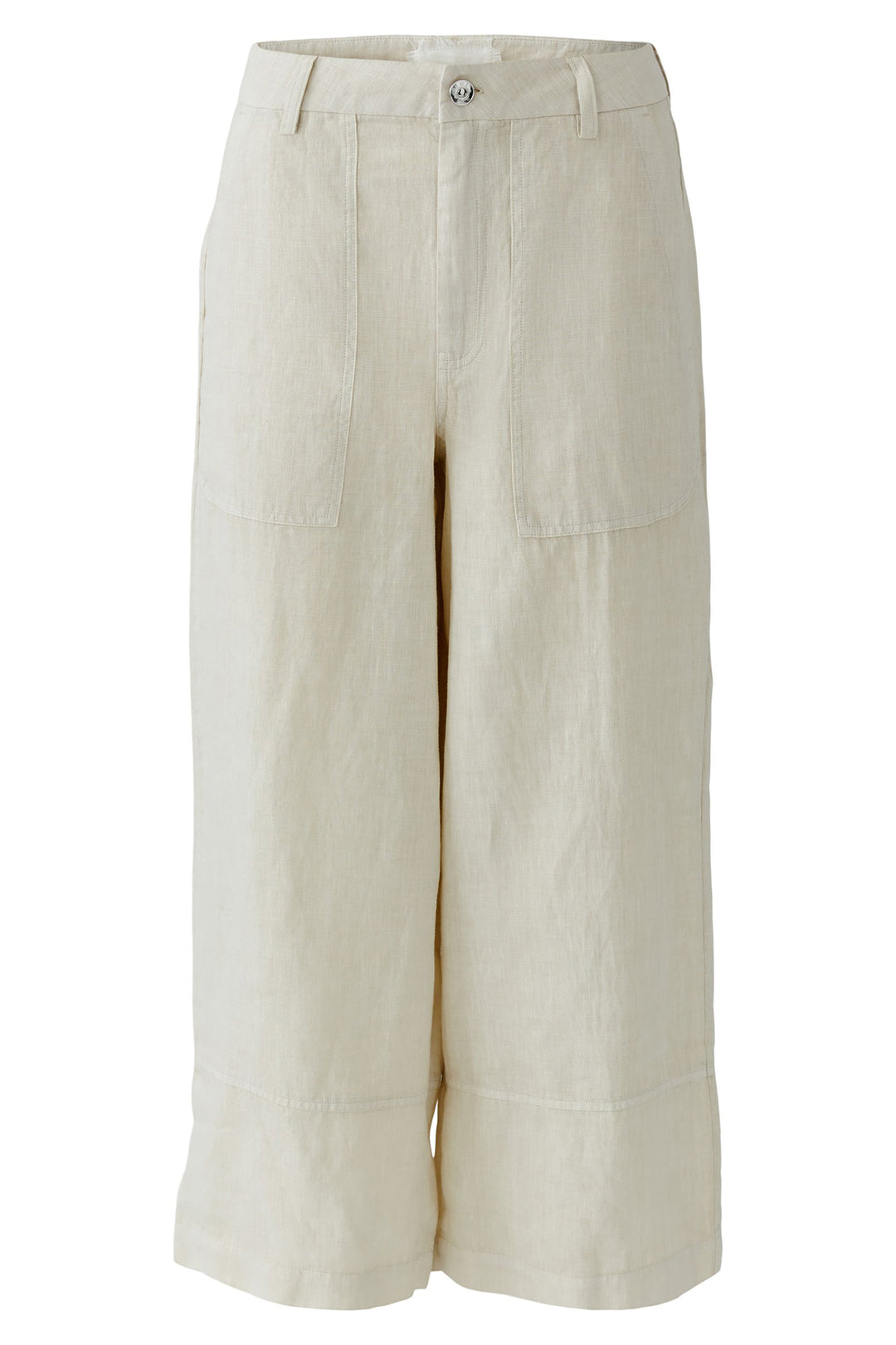 Oui 97141 Biscuit Beige Wide Leg Linen Trousers 7032