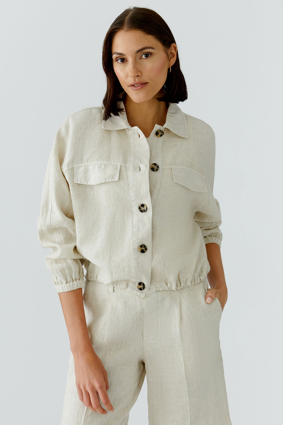 Oui 97164 Biscuit Beige Linen Jacket