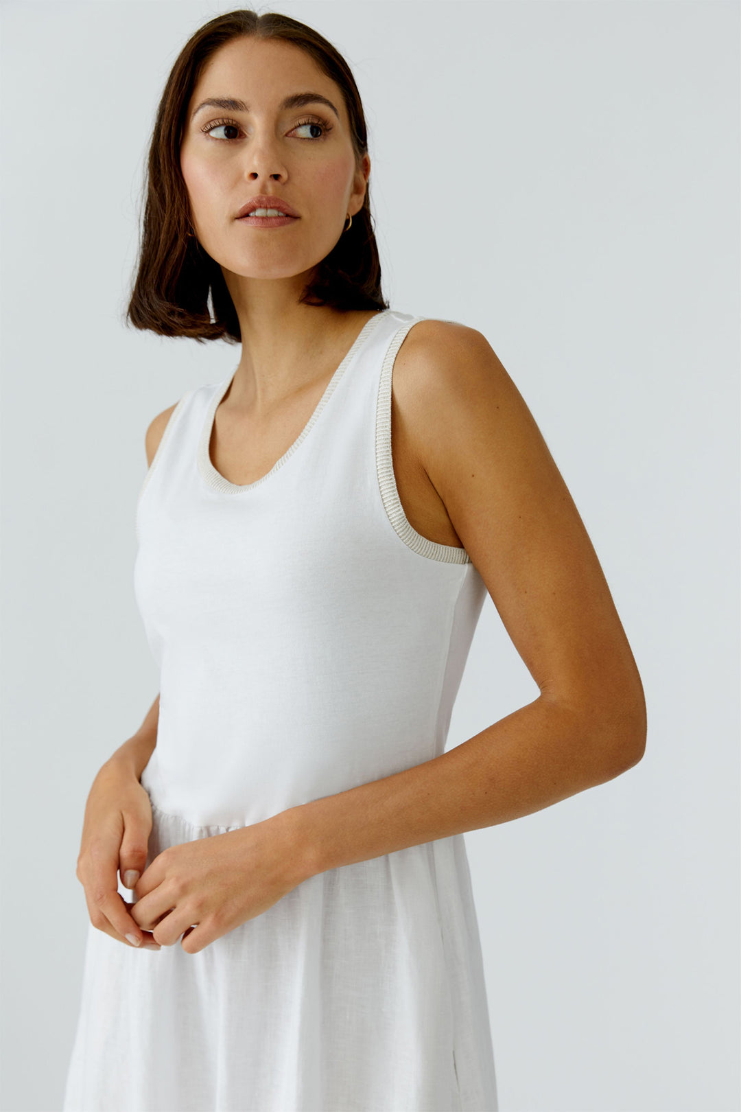 Oui 97169 Optic White Sleeveless Cotton Dress