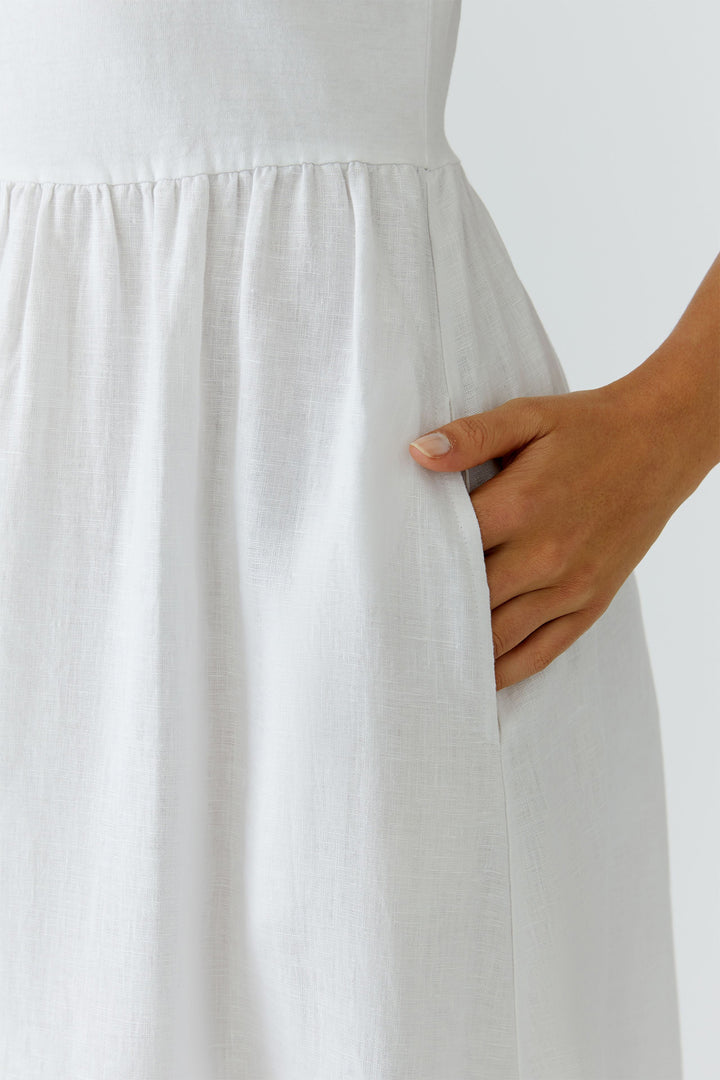 Oui 97169 Optic White Sleeveless Cotton Dress