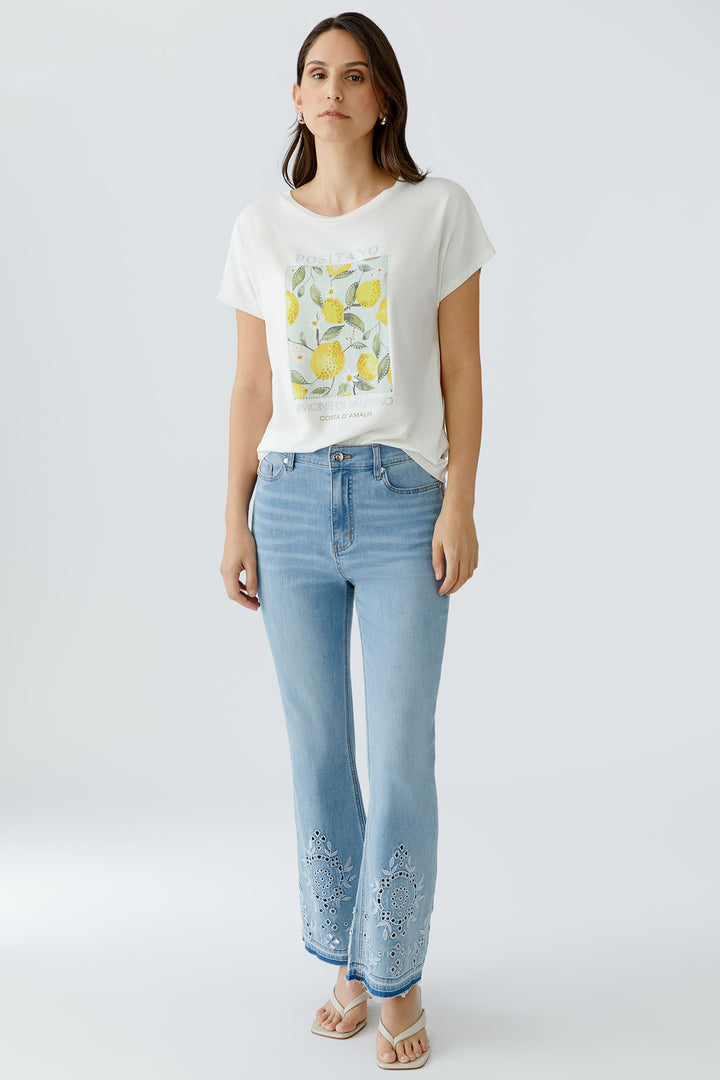 Oui 97200 White Cloud Dancer Lemon Motif T-Shirt