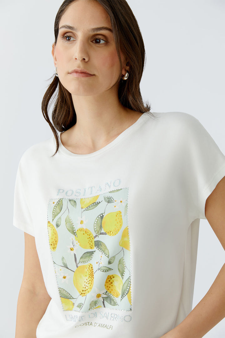 Oui 97200 White Cloud Dancer Lemon Motif T-Shirt
