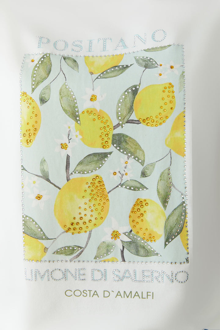Oui 97200 White Cloud Dancer Lemon Motif T-Shirt