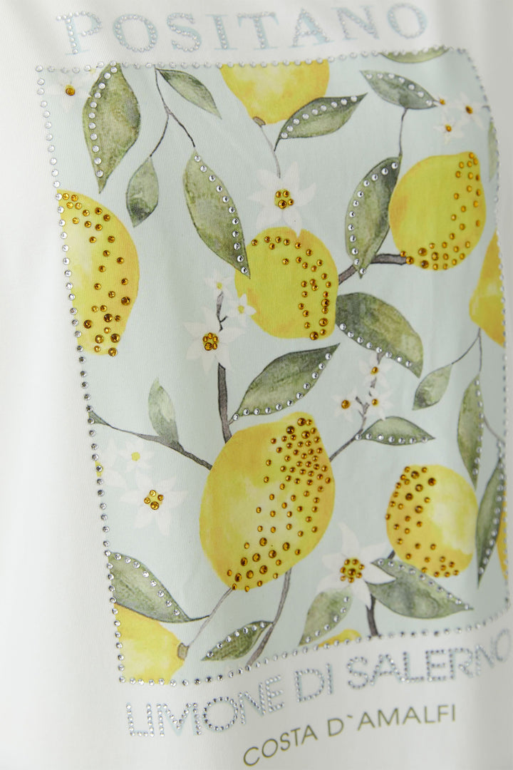 Oui 97200 White Cloud Dancer Lemon Motif T-Shirt