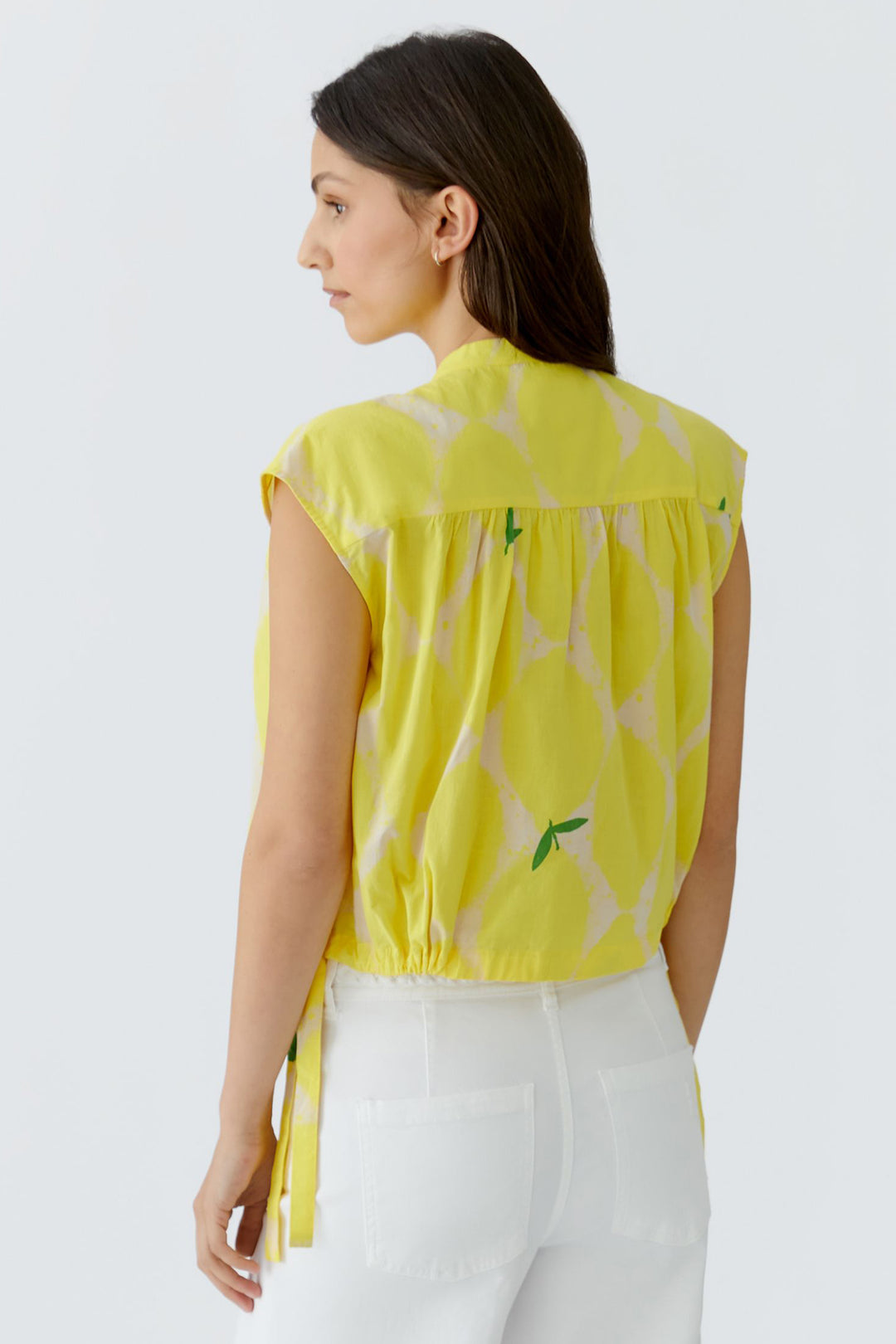 Oui 97234 Yellow Stone Lemon Print Blouse