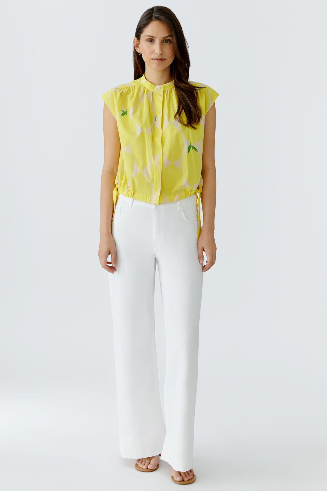Oui 97234 Yellow Stone Lemon Print Blouse