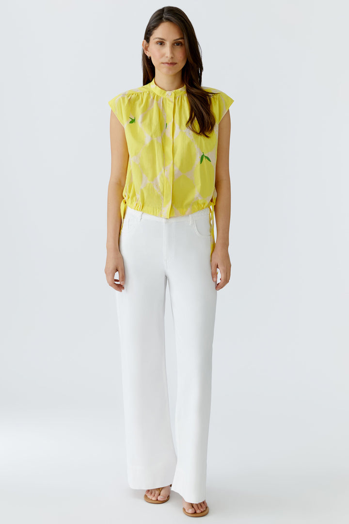 Oui 97234 Yellow Stone Lemon Print Blouse