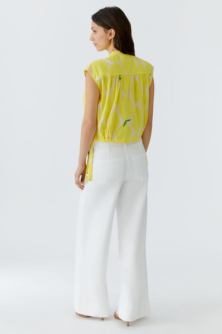 Oui 97234 Yellow Stone Lemon Print Blouse