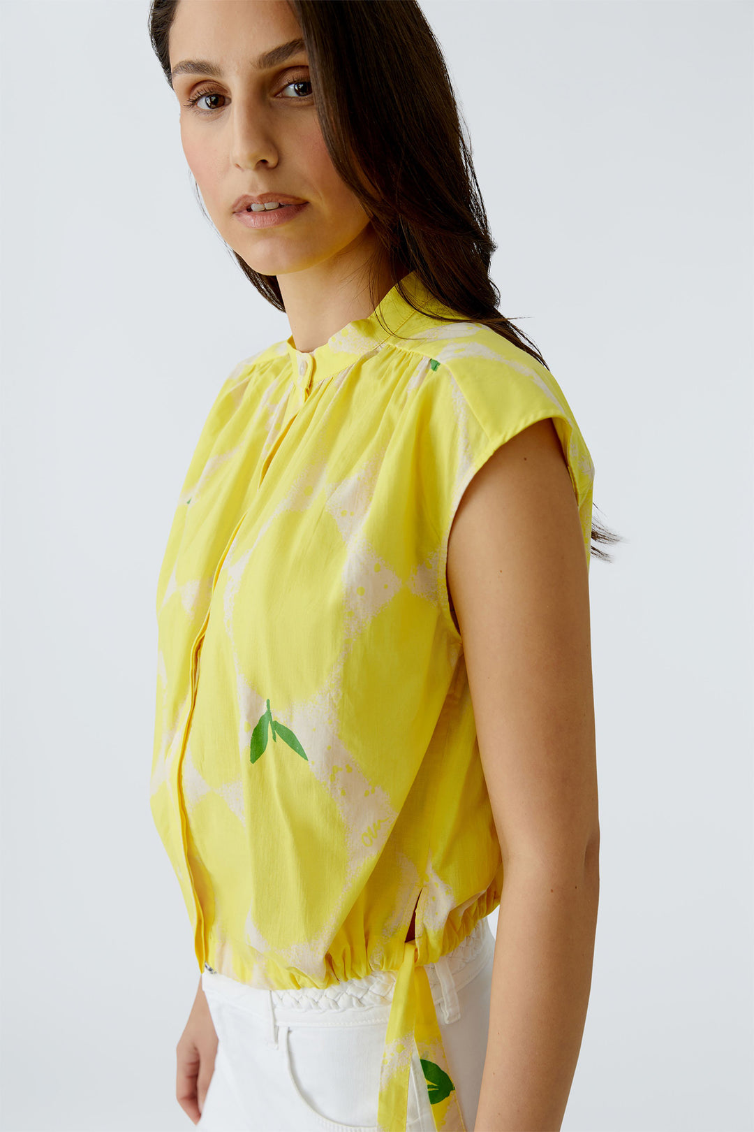 Oui 97234 Yellow Stone Lemon Print Blouse