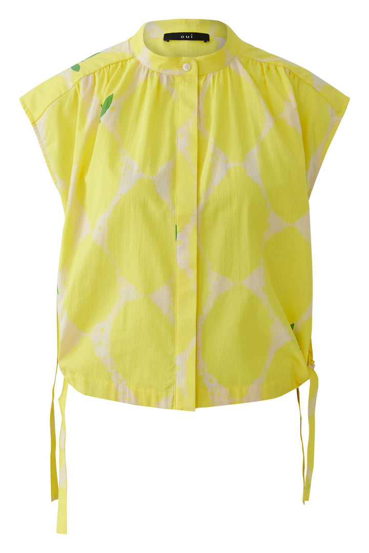 Oui 97234 Yellow Stone Lemon Print Blouse